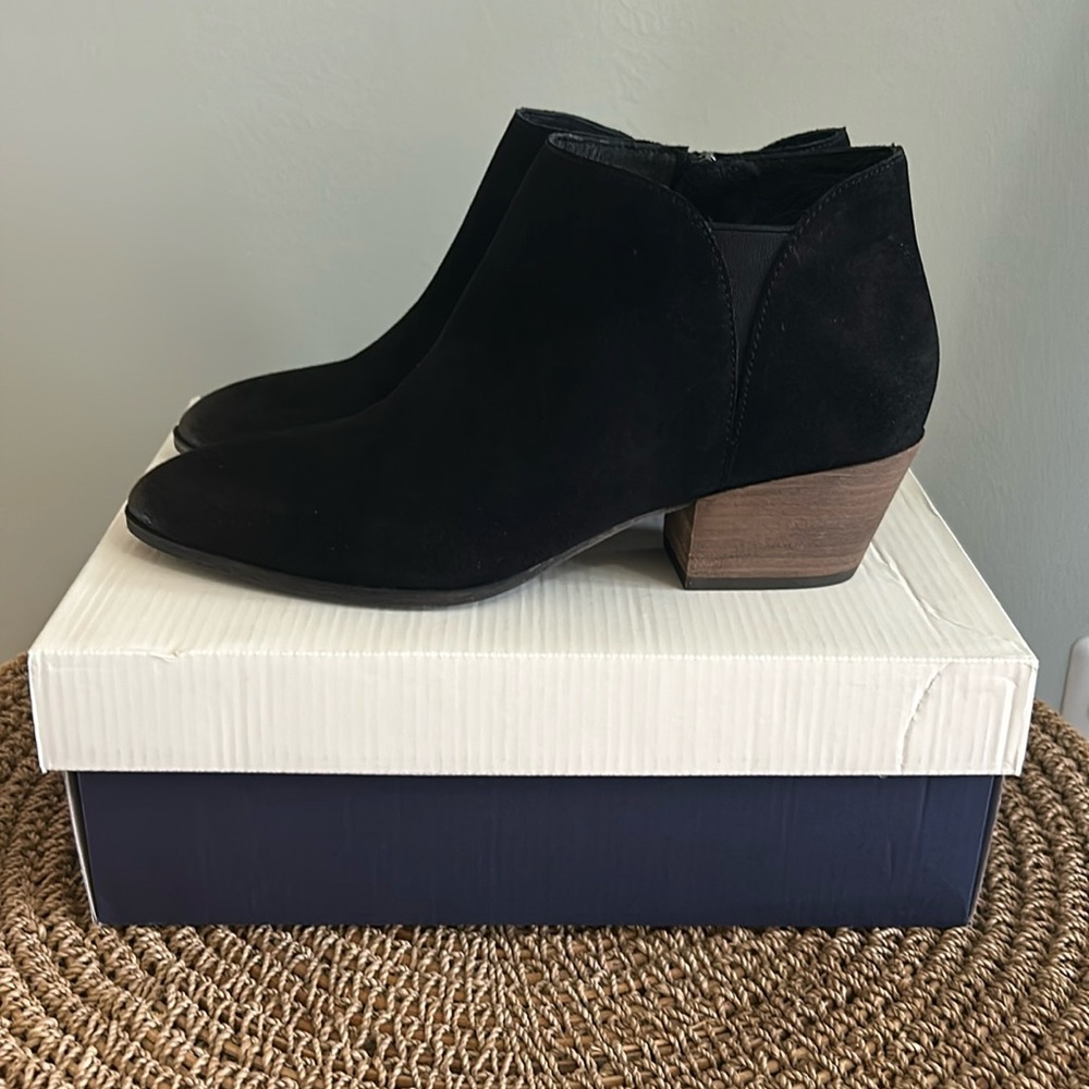 New Caslon Black Suede Booties